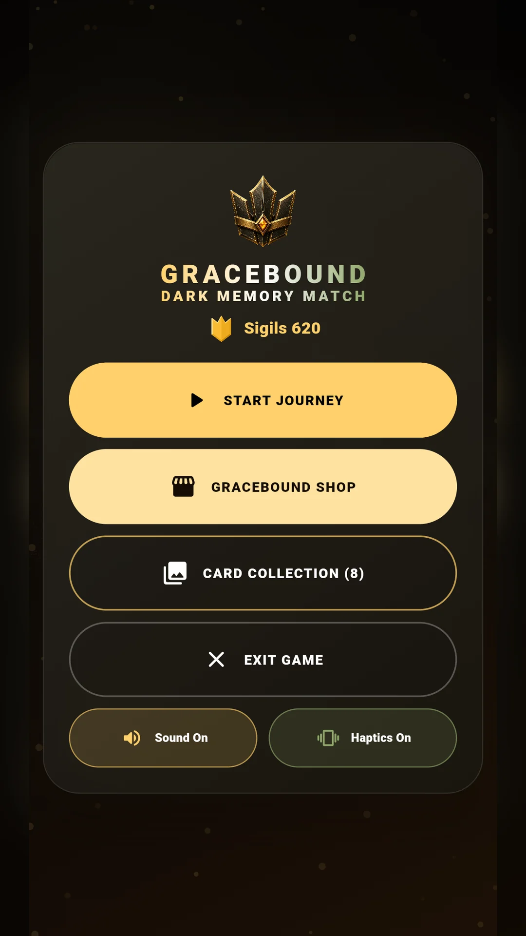 Gracebound main menu