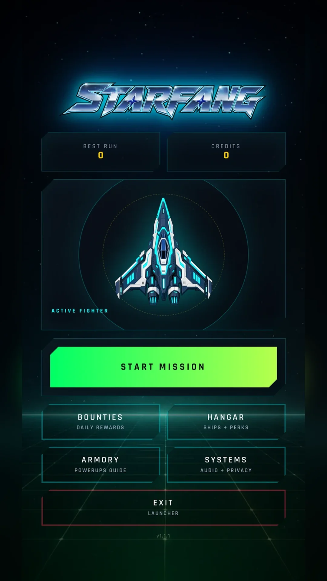 Starfang mission selection screen